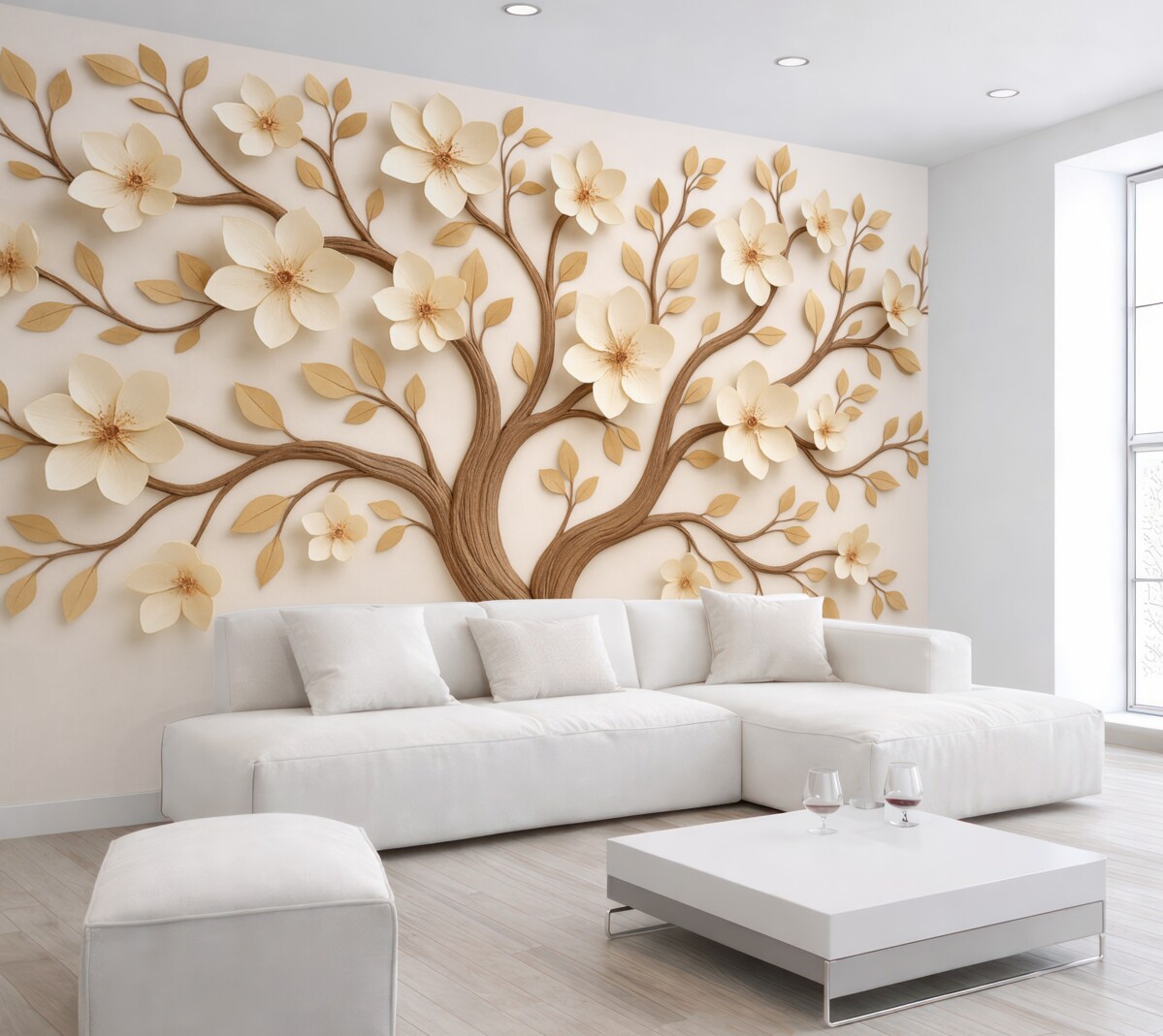 Fototapeta Drzewo z jasnymi bukietami.