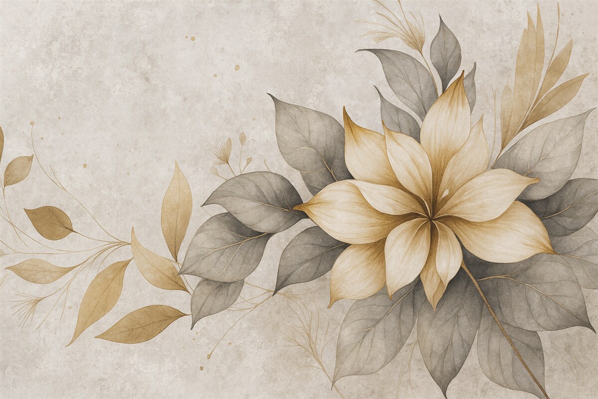 Fototapeta Gałązka kwiatów na tle sztucznego betonu.