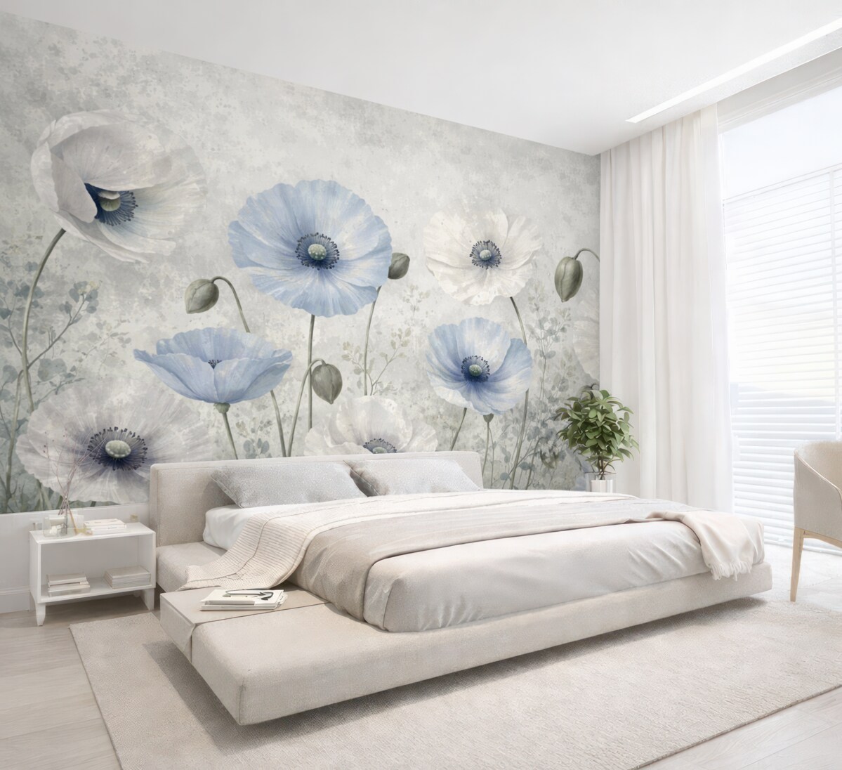 Fototapeta Niebieskie kwiaty maków.