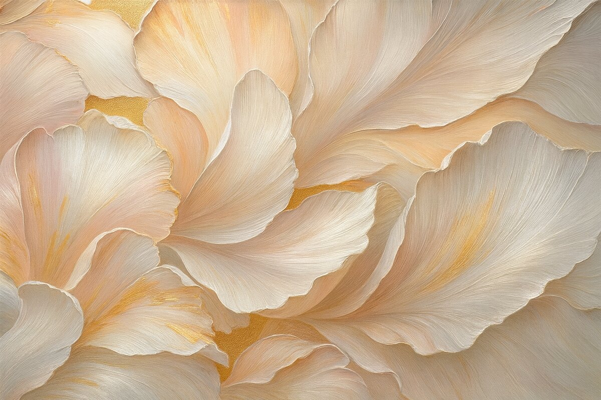 Fototapeta Rozłożyste liście roślin w subtelnych tonacjach.