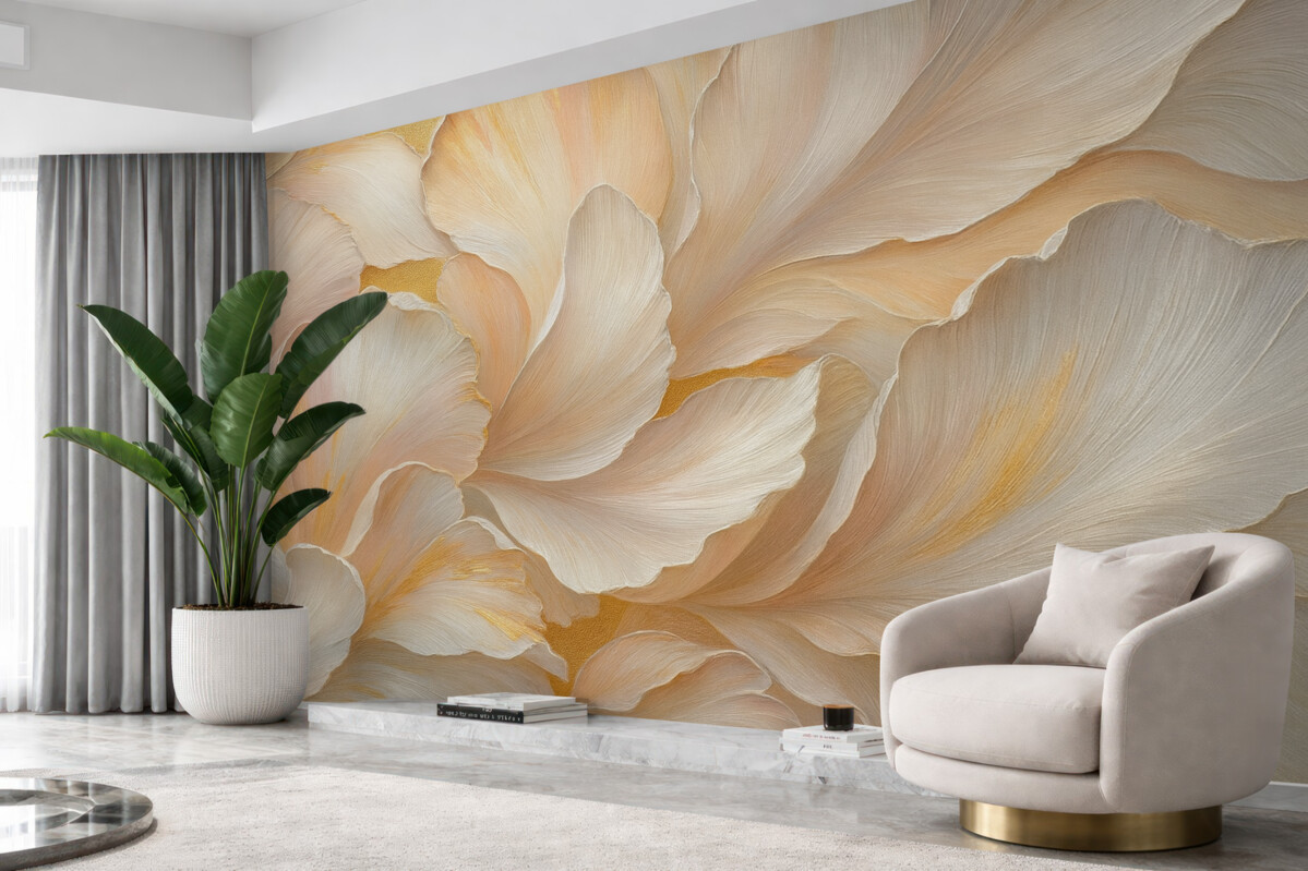 Fototapeta Rozłożyste liście roślin w subtelnych tonacjach.