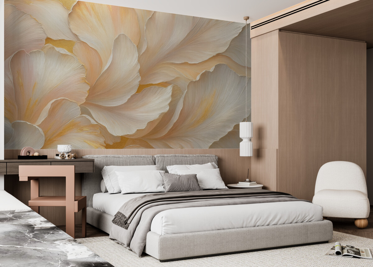 Fototapeta Rozłożyste liście roślin w subtelnych tonacjach.