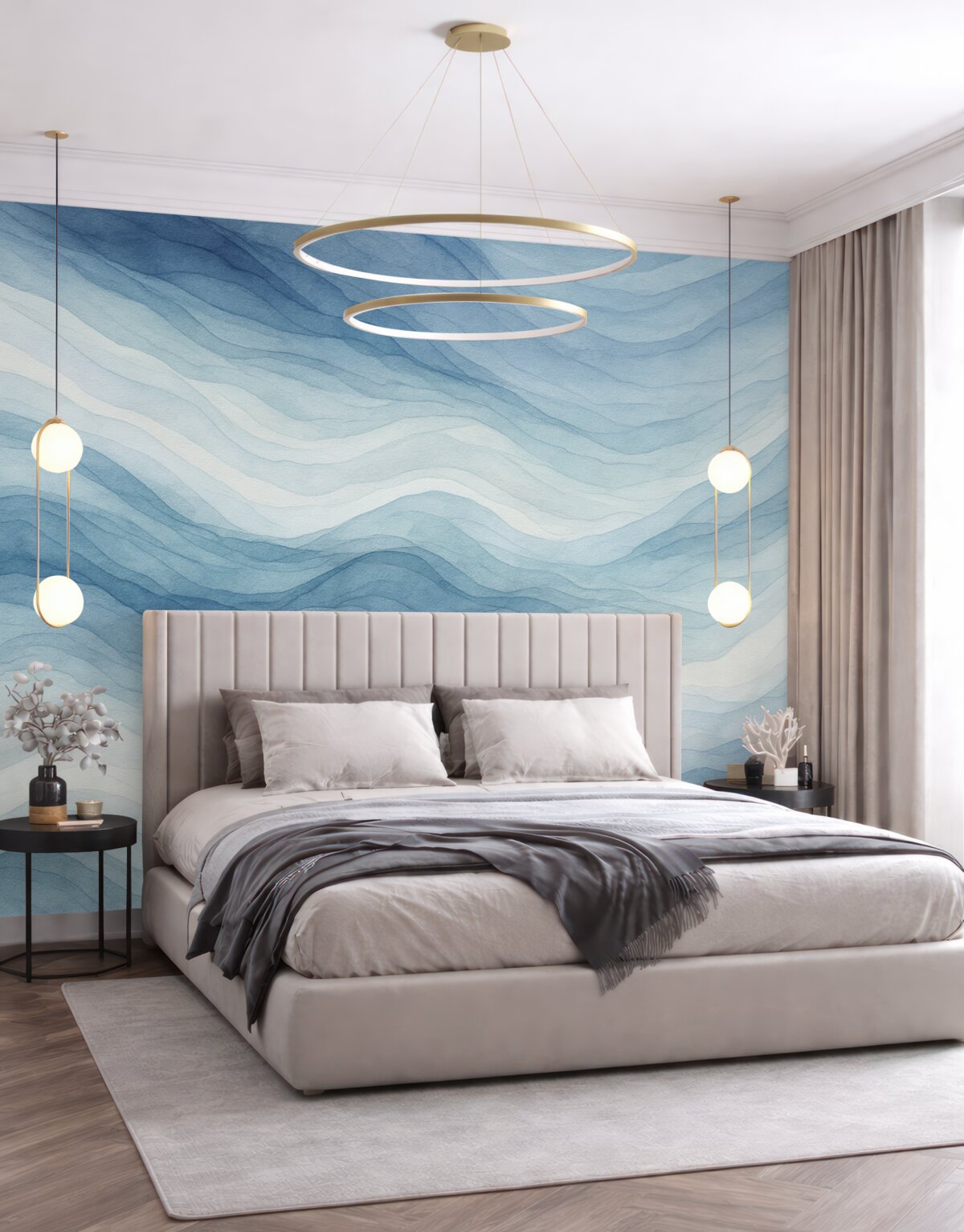 Fototapeta Lekkie niebieskie fale, abstrakcyjna forma.