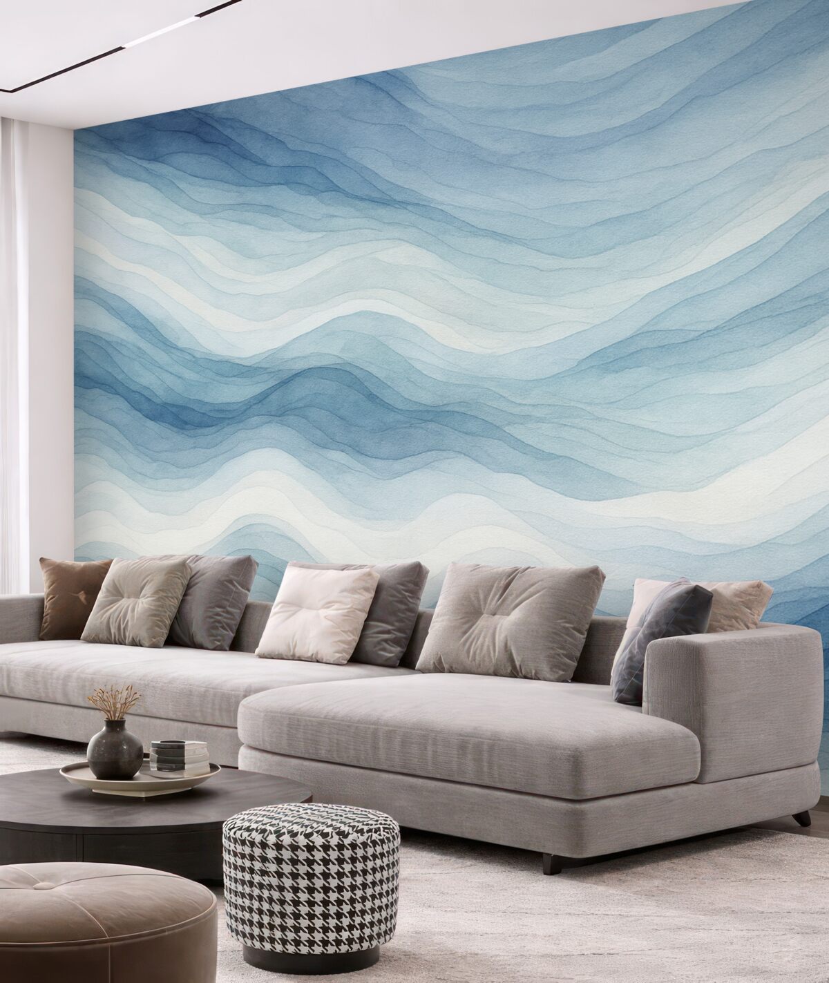 Fototapeta Lekkie niebieskie fale, abstrakcyjna forma.