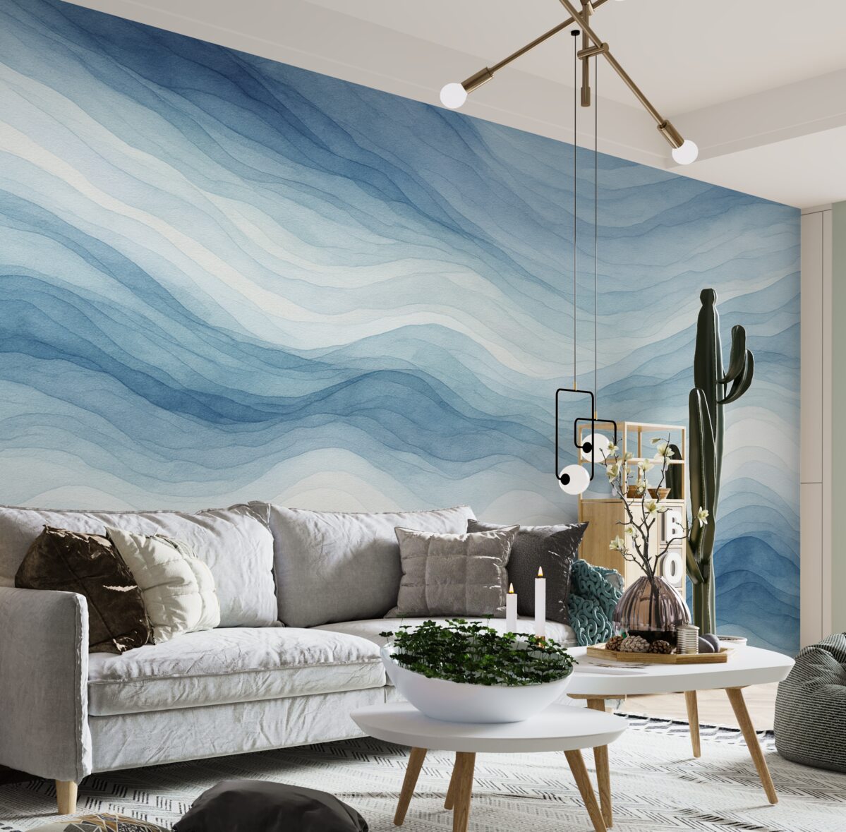 Fototapeta Lekkie niebieskie fale, abstrakcyjna forma.