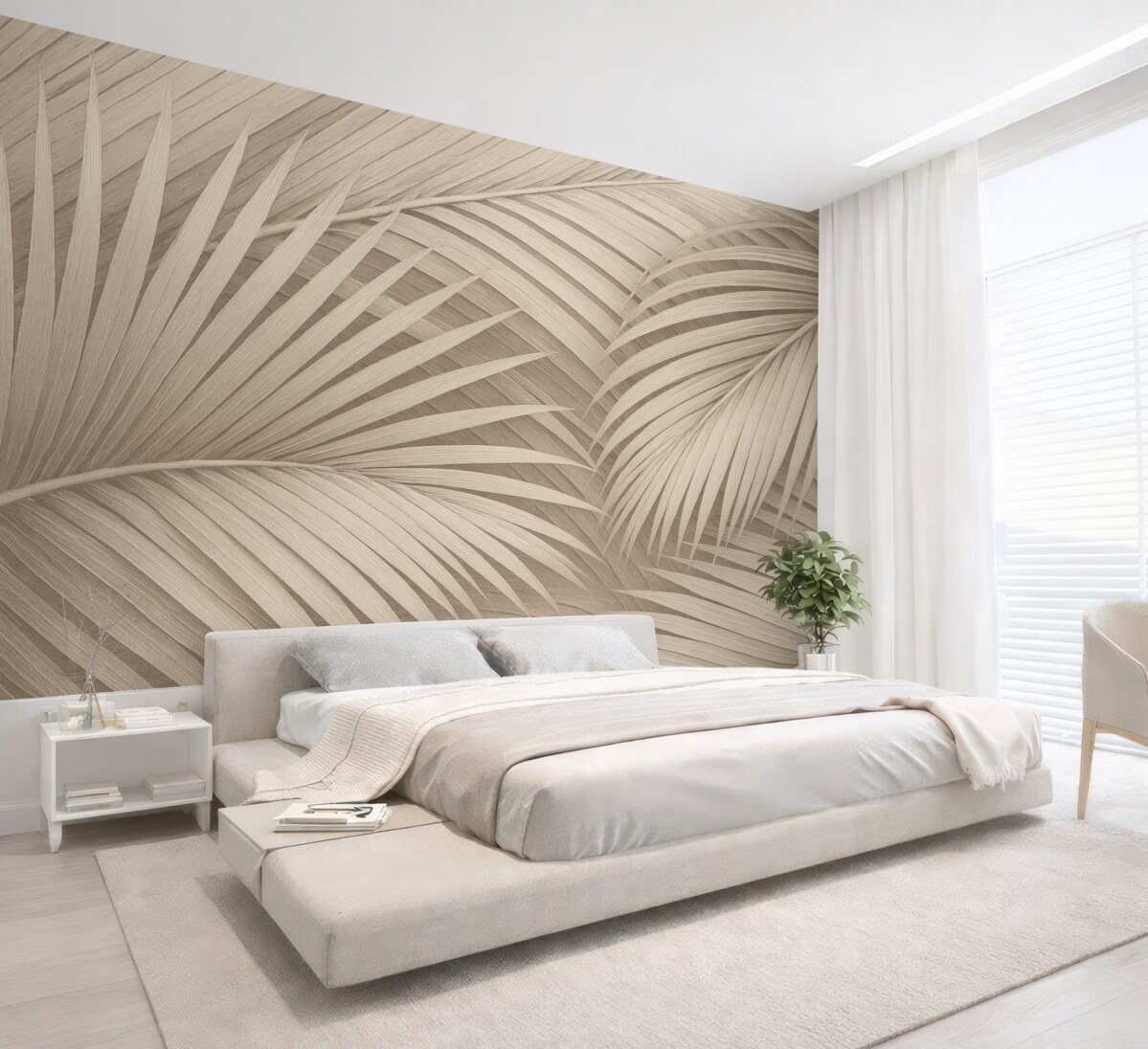 Fototapeta Abstrakcyjne liście palmowe w subtelnych tonacjach.