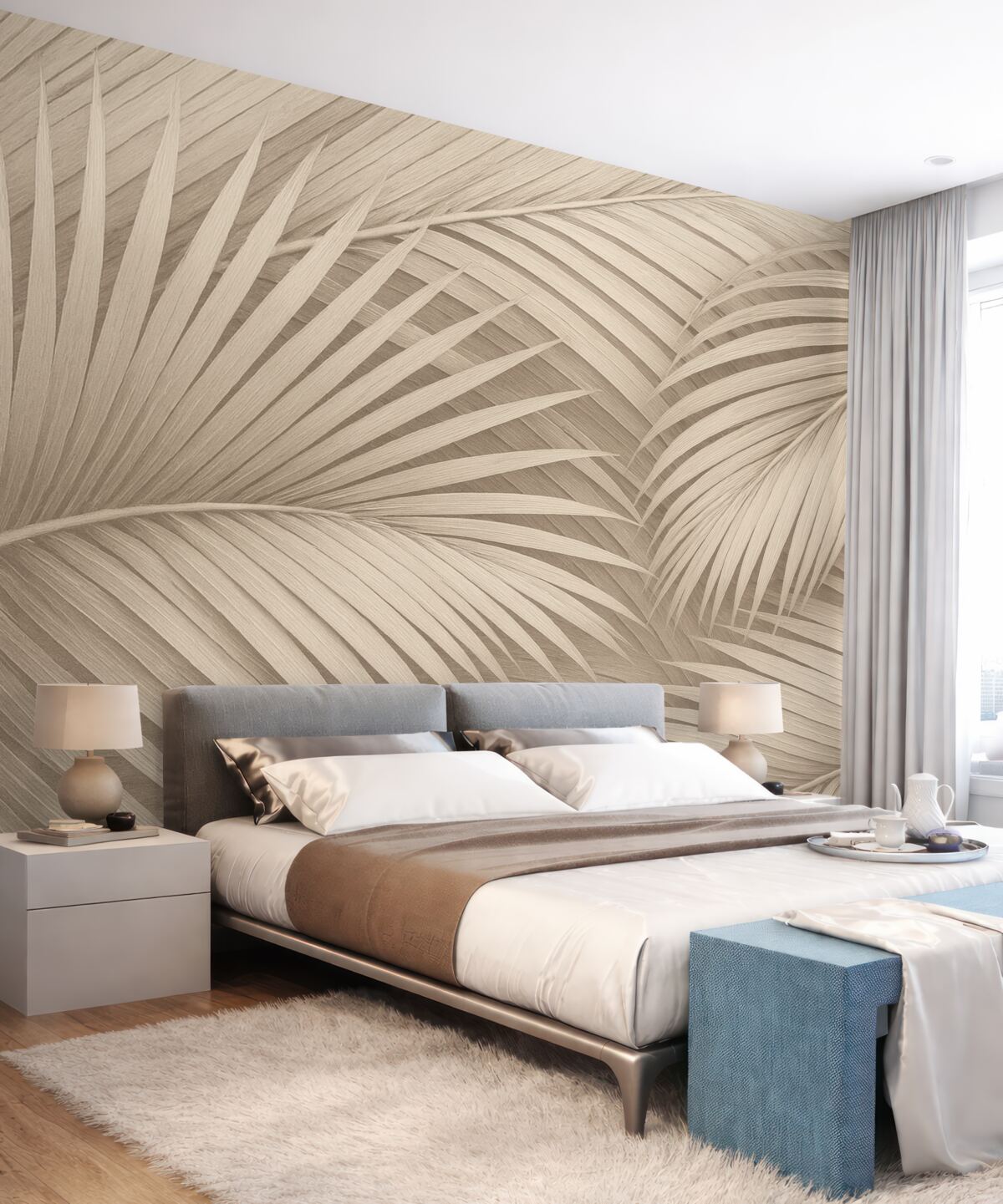 Fototapeta Abstrakcyjne liście palmowe w subtelnych tonacjach.