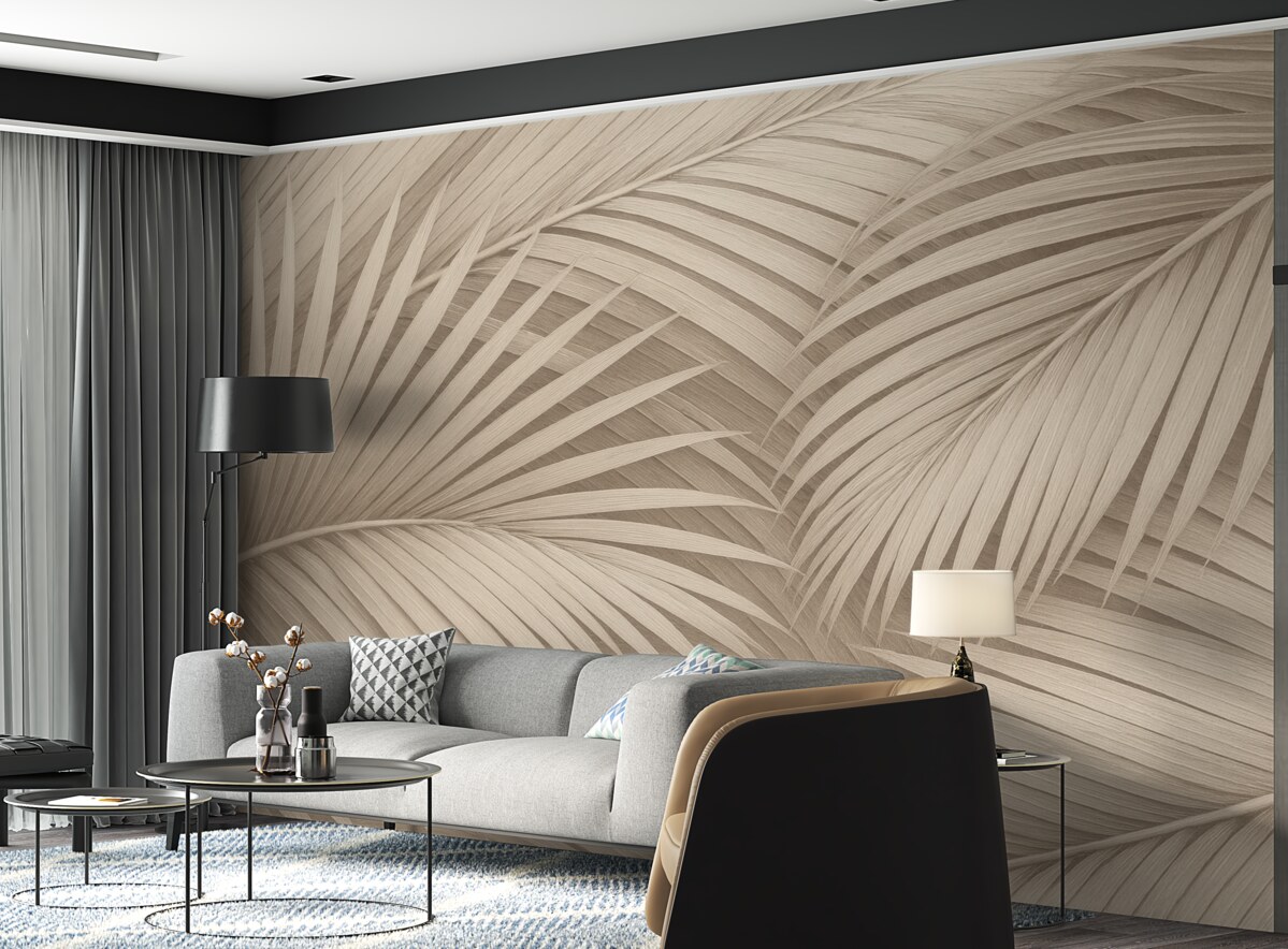 Fototapeta Abstrakcyjne liście palmowe w subtelnych tonacjach.