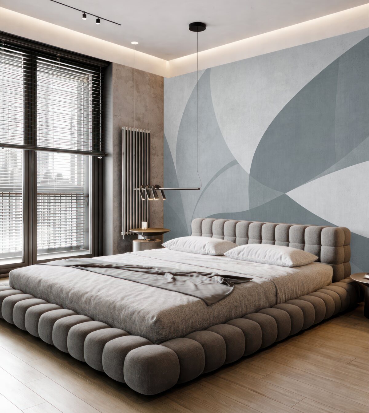 Fototapeta Abstrakcyjna sztuka minimalistyczna w tonacjach niebieskiego.