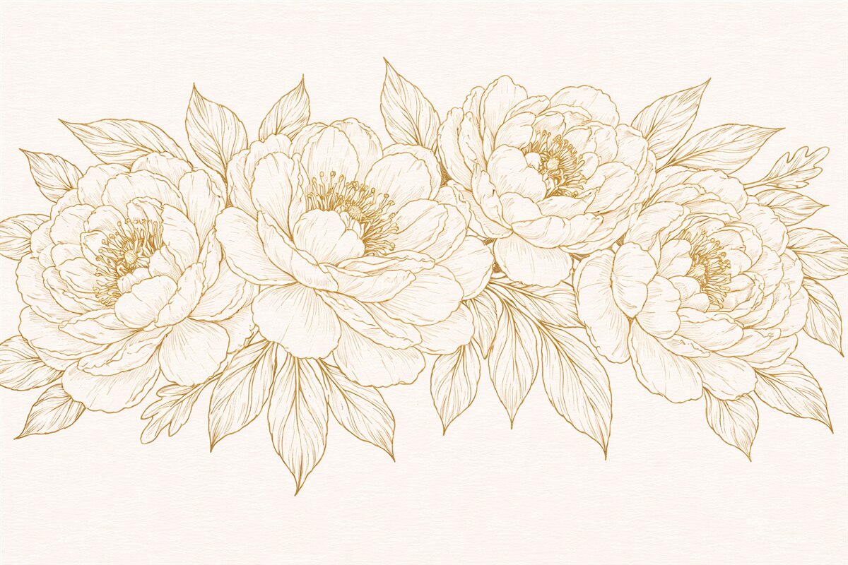 Fototapeta Trzy róże przedstawione linią.