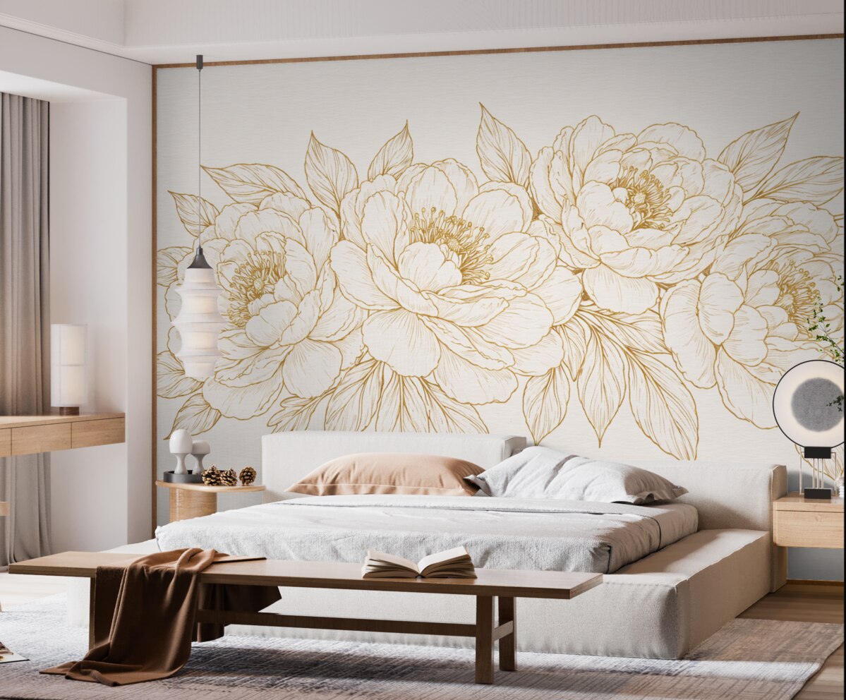 Fototapeta Trzy róże przedstawione linią.