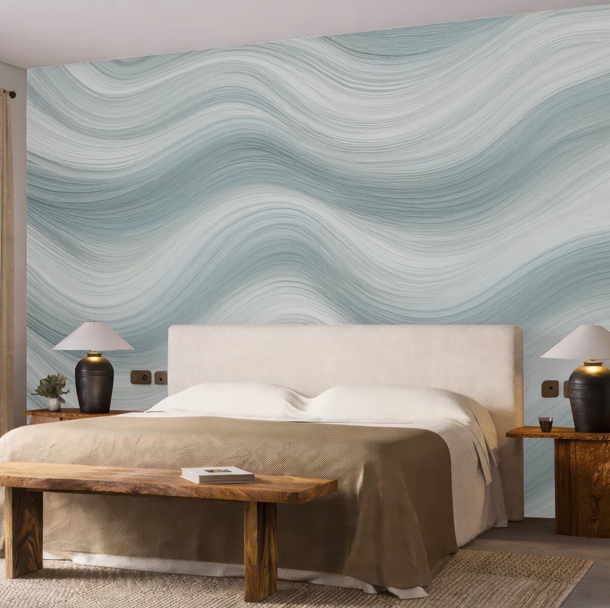 Fototapeta Błękitne i białe fale.