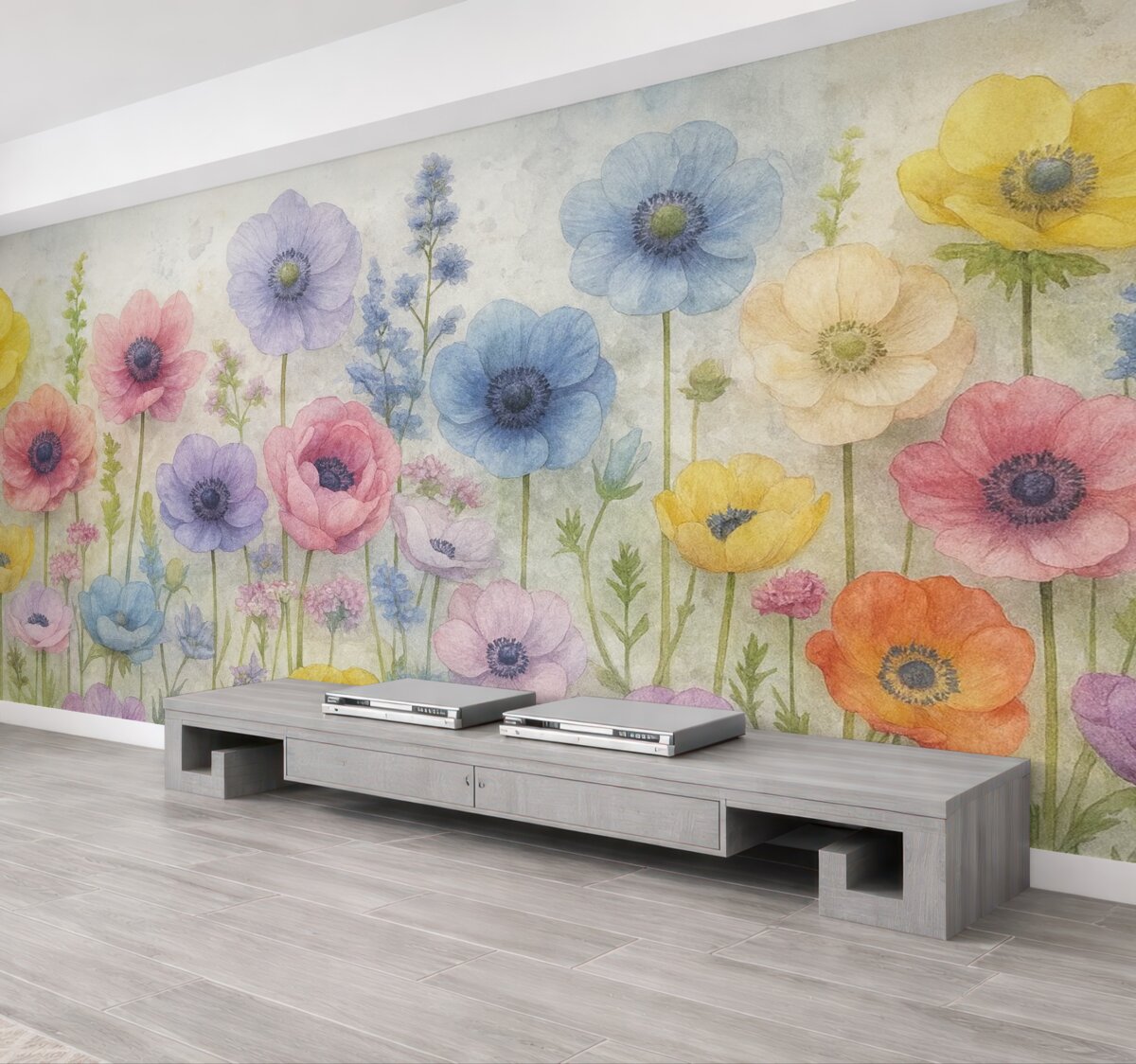 Fototapeta Wysokie akwarelowe rośliny na postarzonym tle.