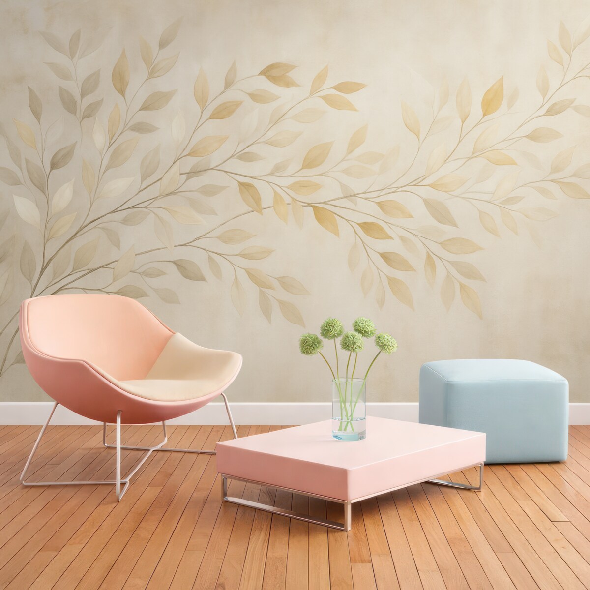 Fototapeta Akwarelowe konary na betonowym tle.