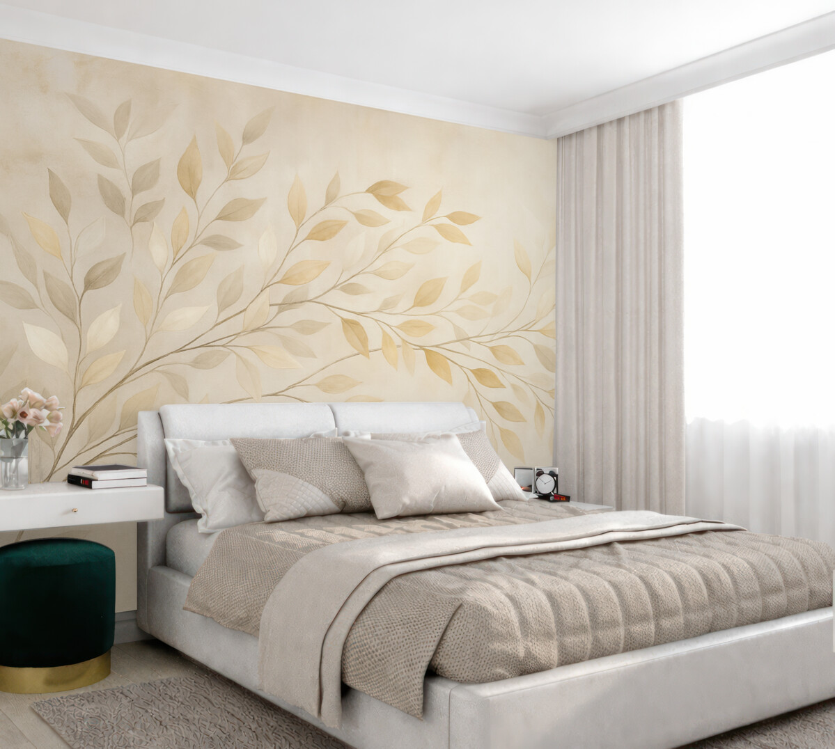 Fototapeta Akwarelowe konary na betonowym tle.