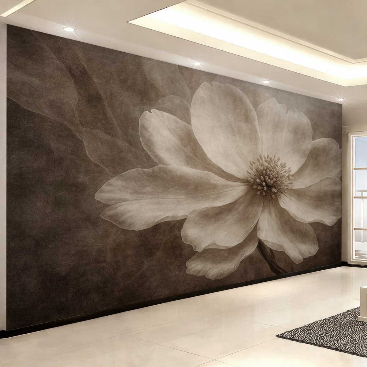 Fototapeta Ogromny abstrakcyjny kwiat na postarzałym tle.