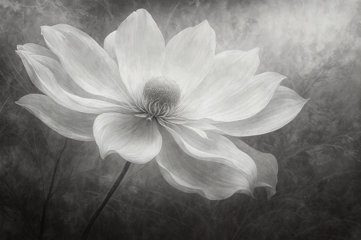 Fototapeta Przezroczysty subtelny ogromny kwiat.