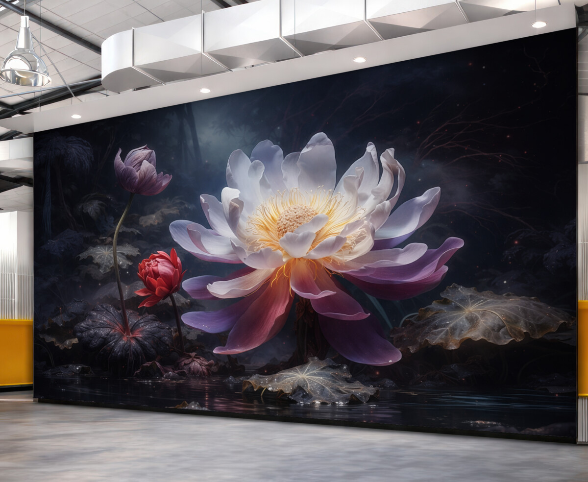 Fototapeta Cudowne kwiaty rozwijające się w magicznej, tajemniczej aurze.