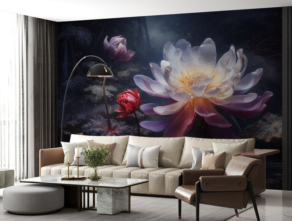 Fototapeta Cudowne kwiaty rozwijające się w magicznej, tajemniczej aurze.