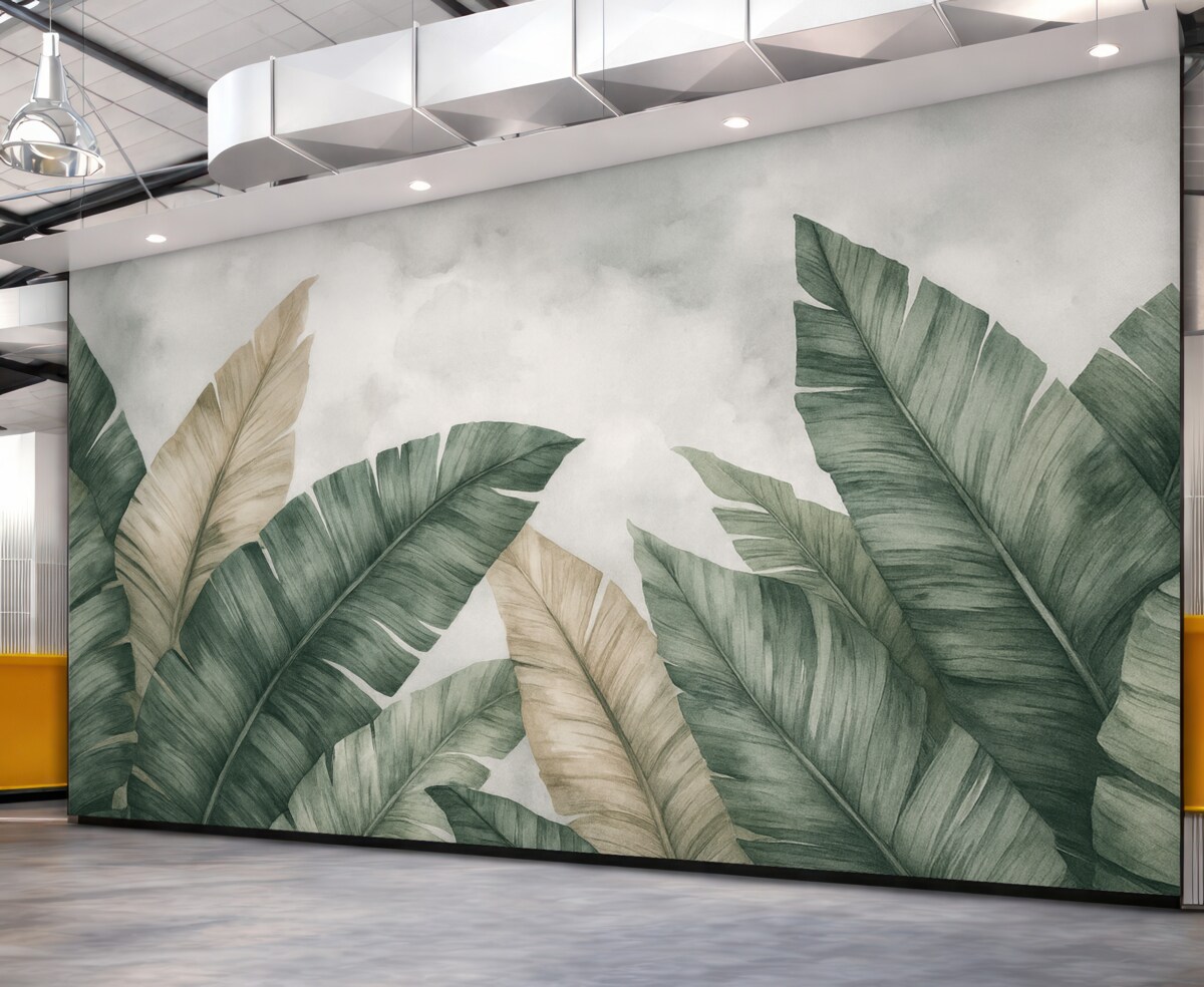 Fototapeta Wielkie tropikalne liście w estetyce grunge.