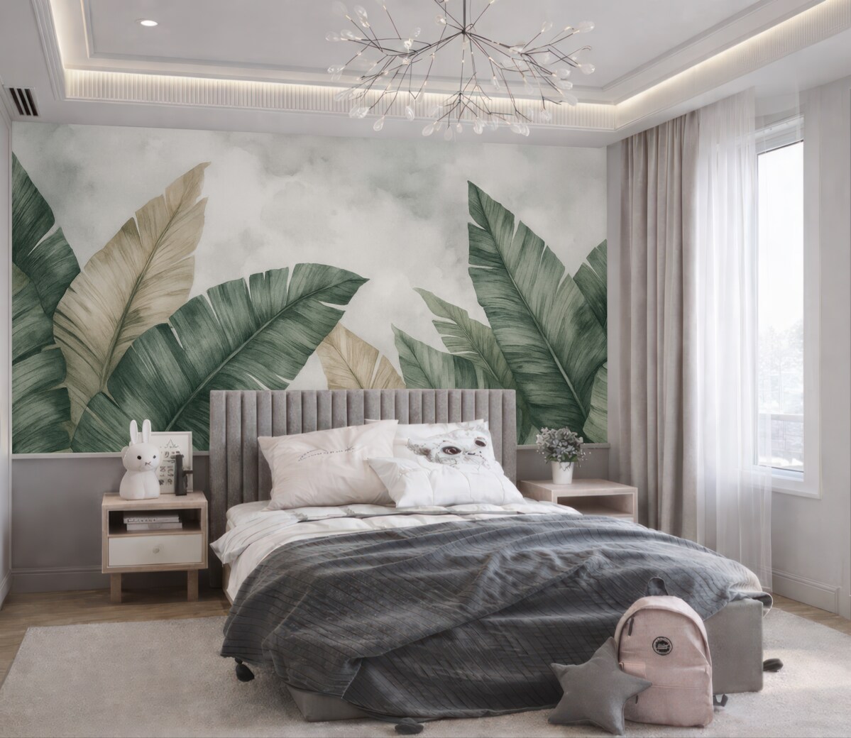 Fototapeta Wielkie tropikalne liście w estetyce grunge.