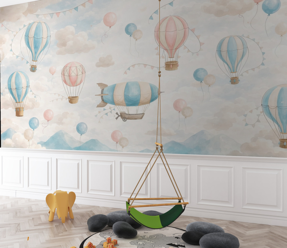 Fototapeta Dziecięcy wzór akwarelowy z balonami.