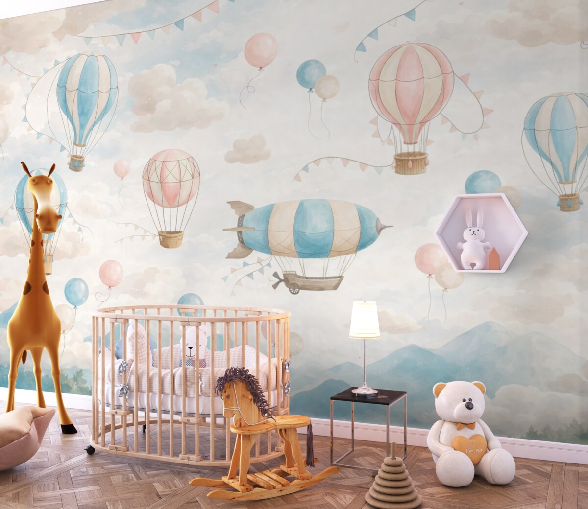 Fototapeta Dziecięcy wzór akwarelowy z balonami.