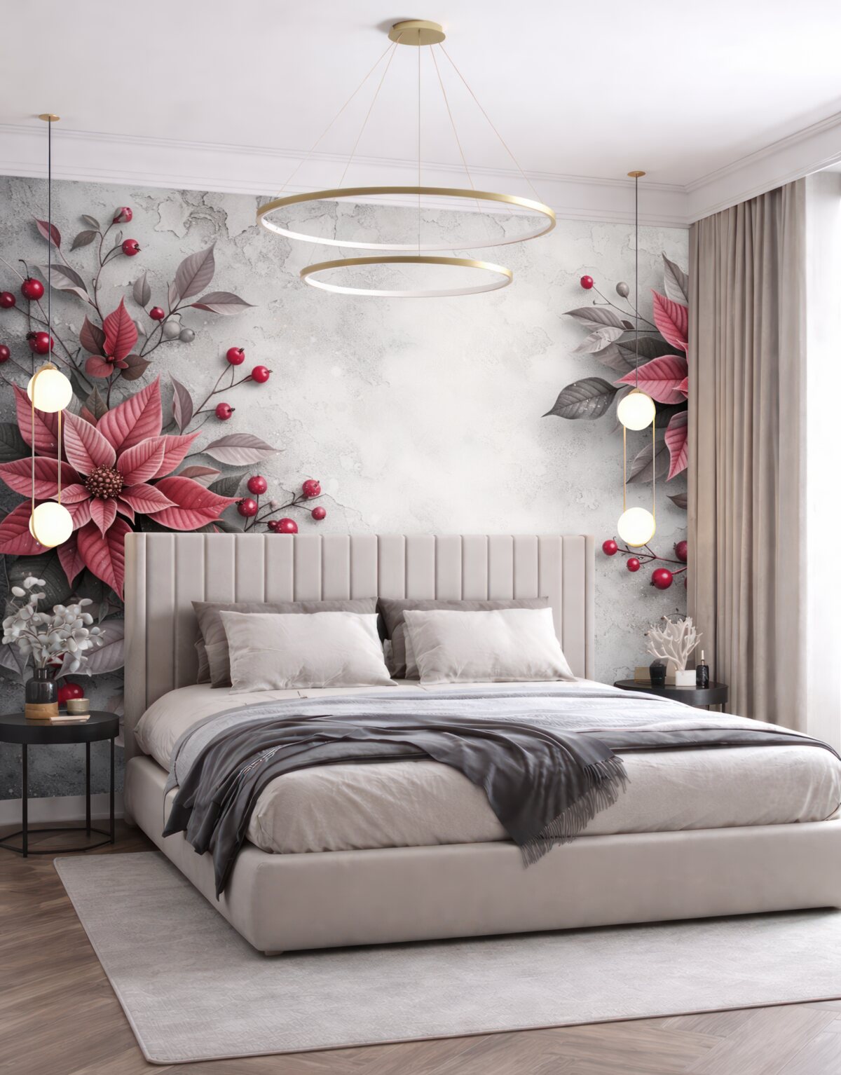 Fototapeta Ogromne kwiaty poinsecji.