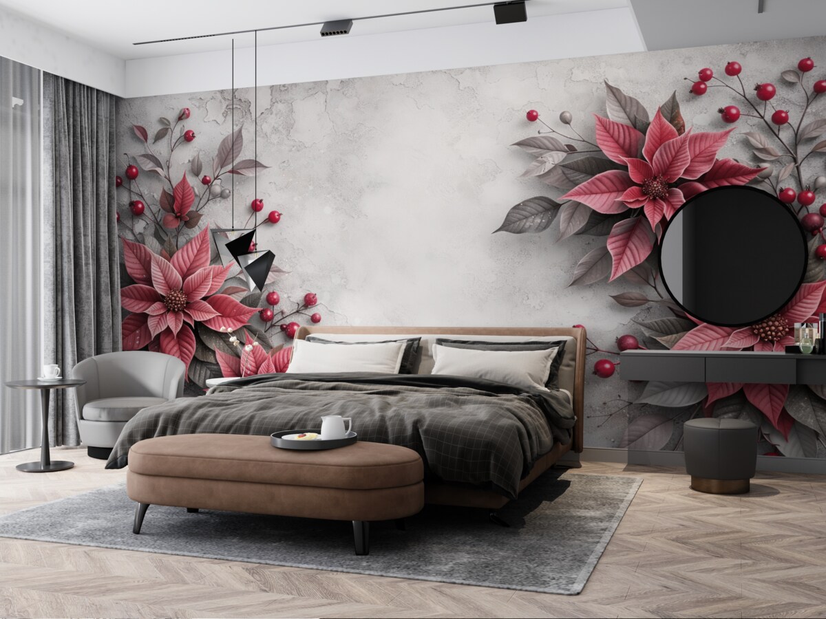 Fototapeta Ogromne kwiaty poinsecji.