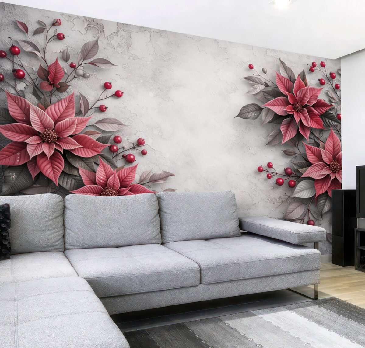 Fototapeta Ogromne kwiaty poinsecji.