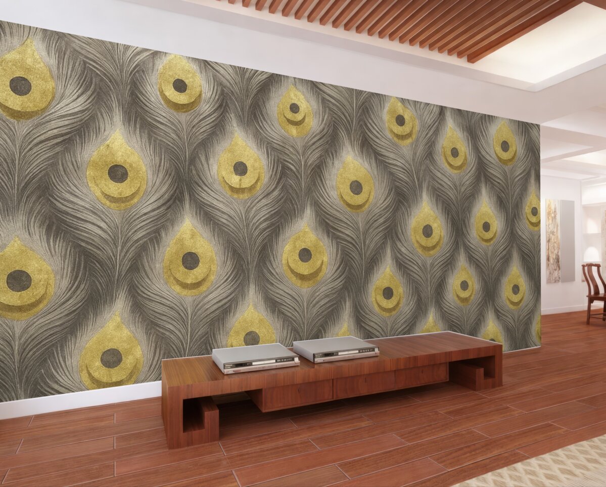 Fototapeta Pawie pióra na zniszczonym tle