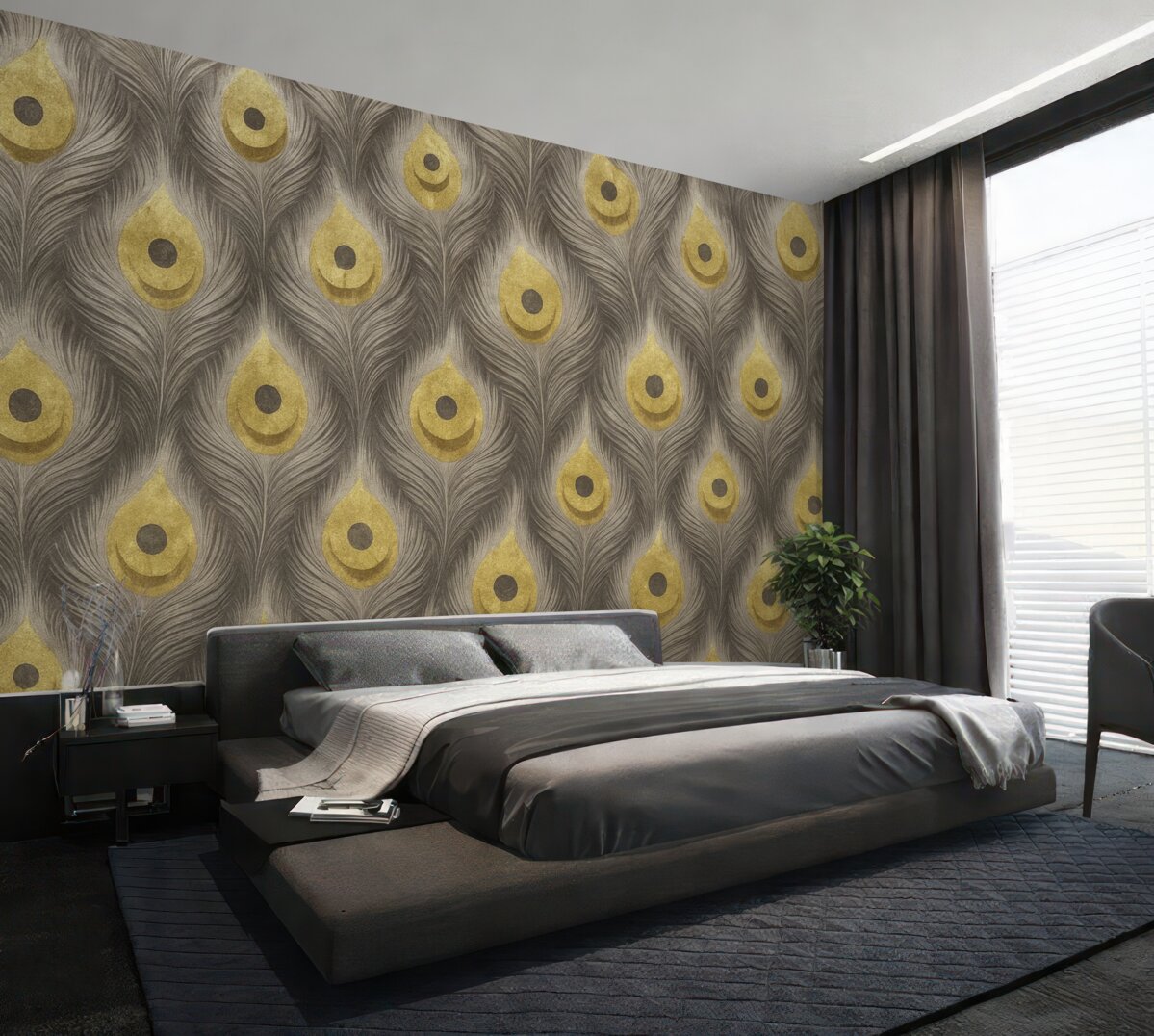 Fototapeta Pawie pióra na zniszczonym tle