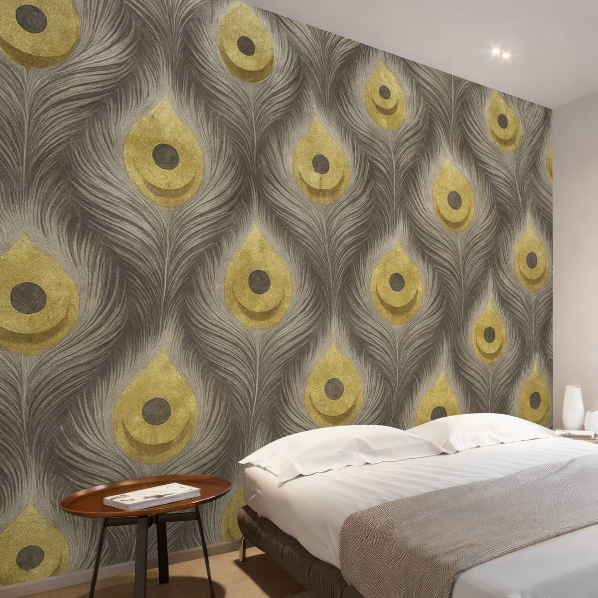 Fototapeta Pawie pióra na zniszczonym tle