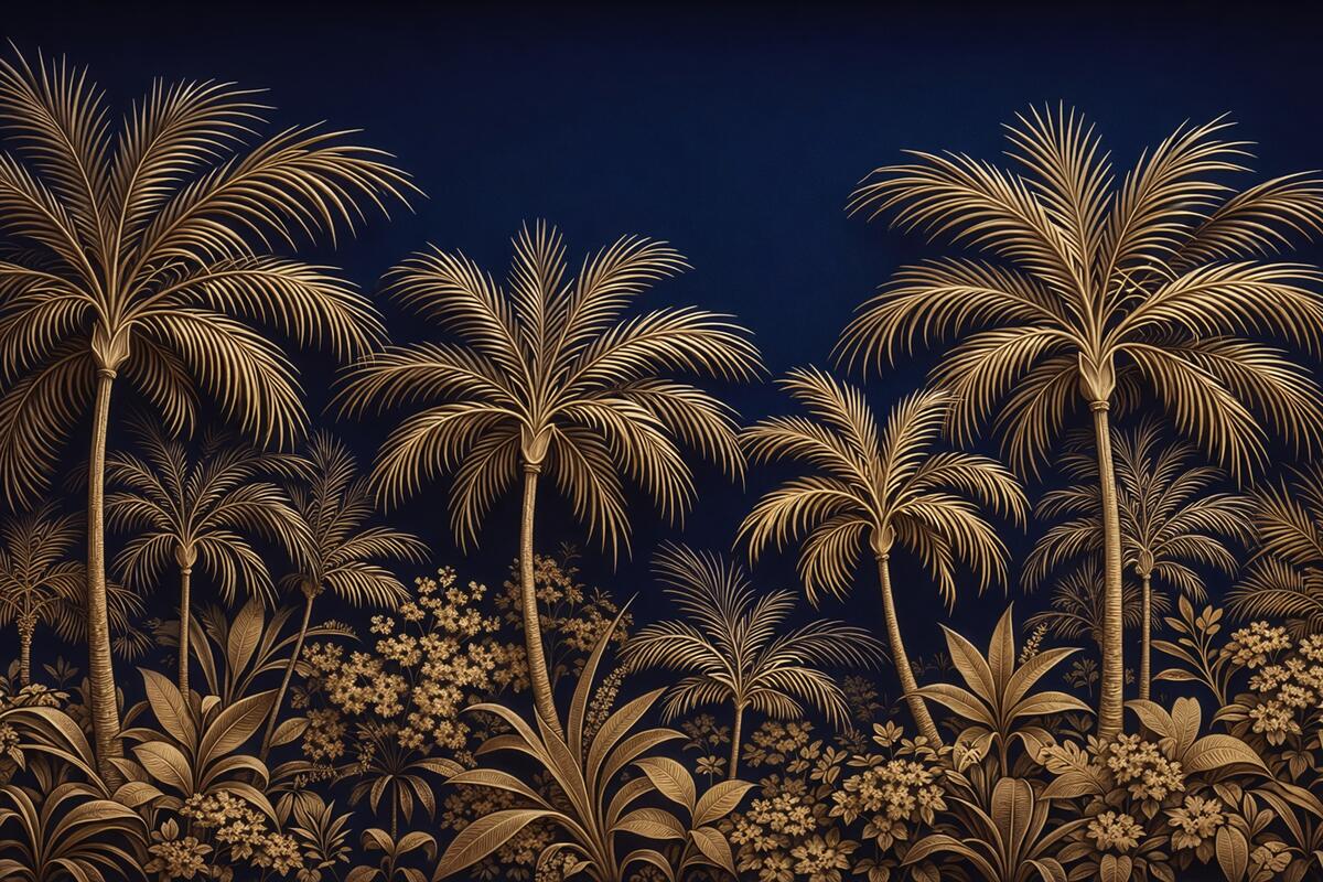 Fototapeta Palmy na granatowym tle.