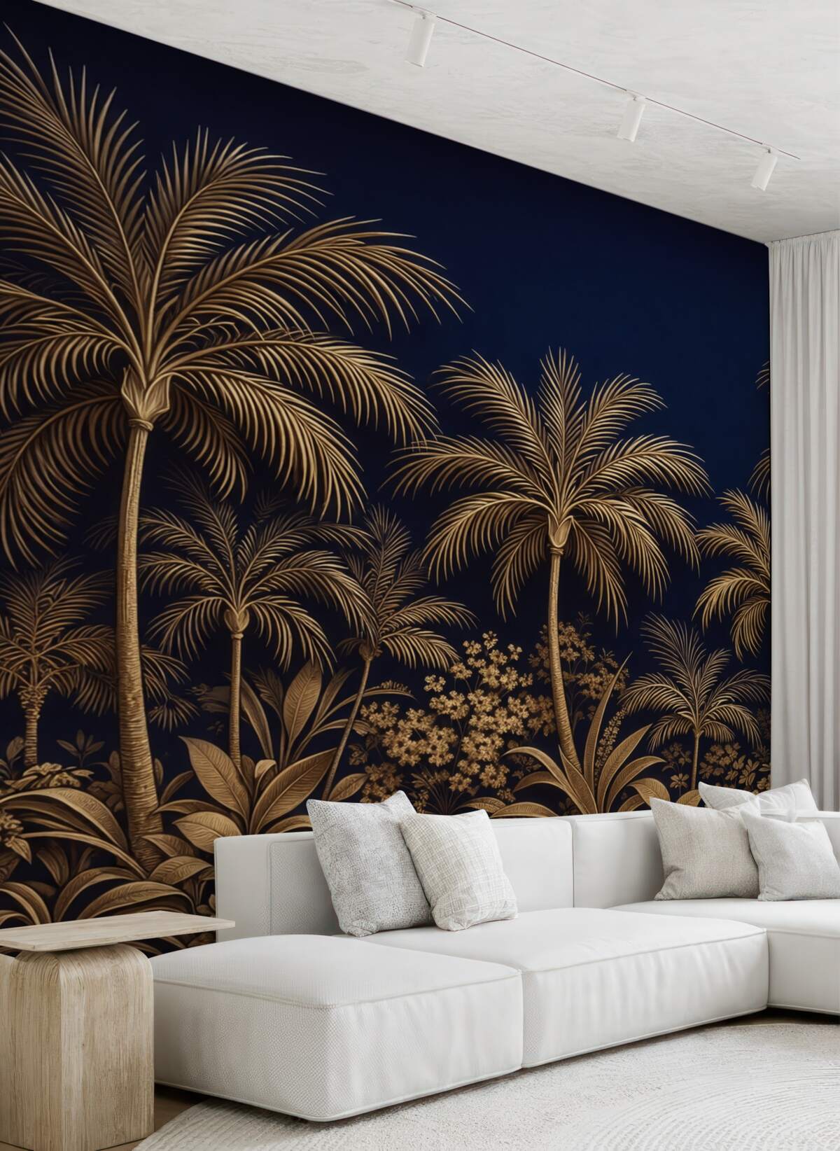 Fototapeta Palmy na granatowym tle.