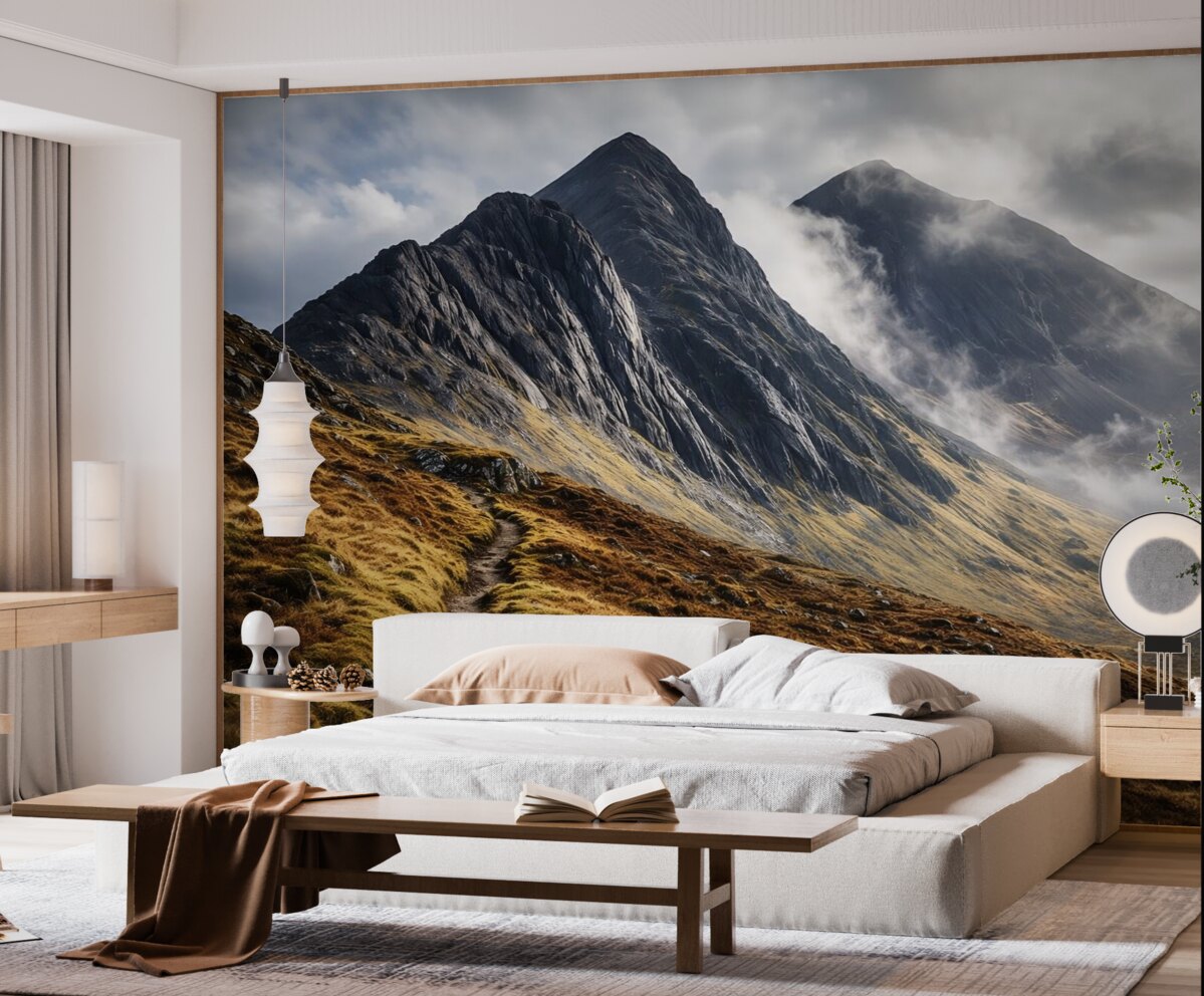 Fototapeta Kamieniste zbocze góry Snowdon w technice malarstwa olejnego.