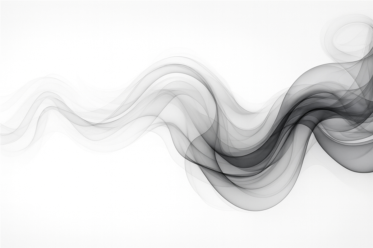 Fototapeta Czarny przezroczysty dym, abstrakcyjny motyw na jasnym tle.