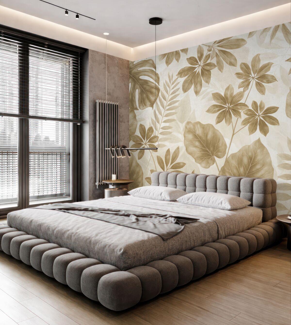 Fototapeta Tropikalne jasnobeżowe subtelne liście na białym tle.