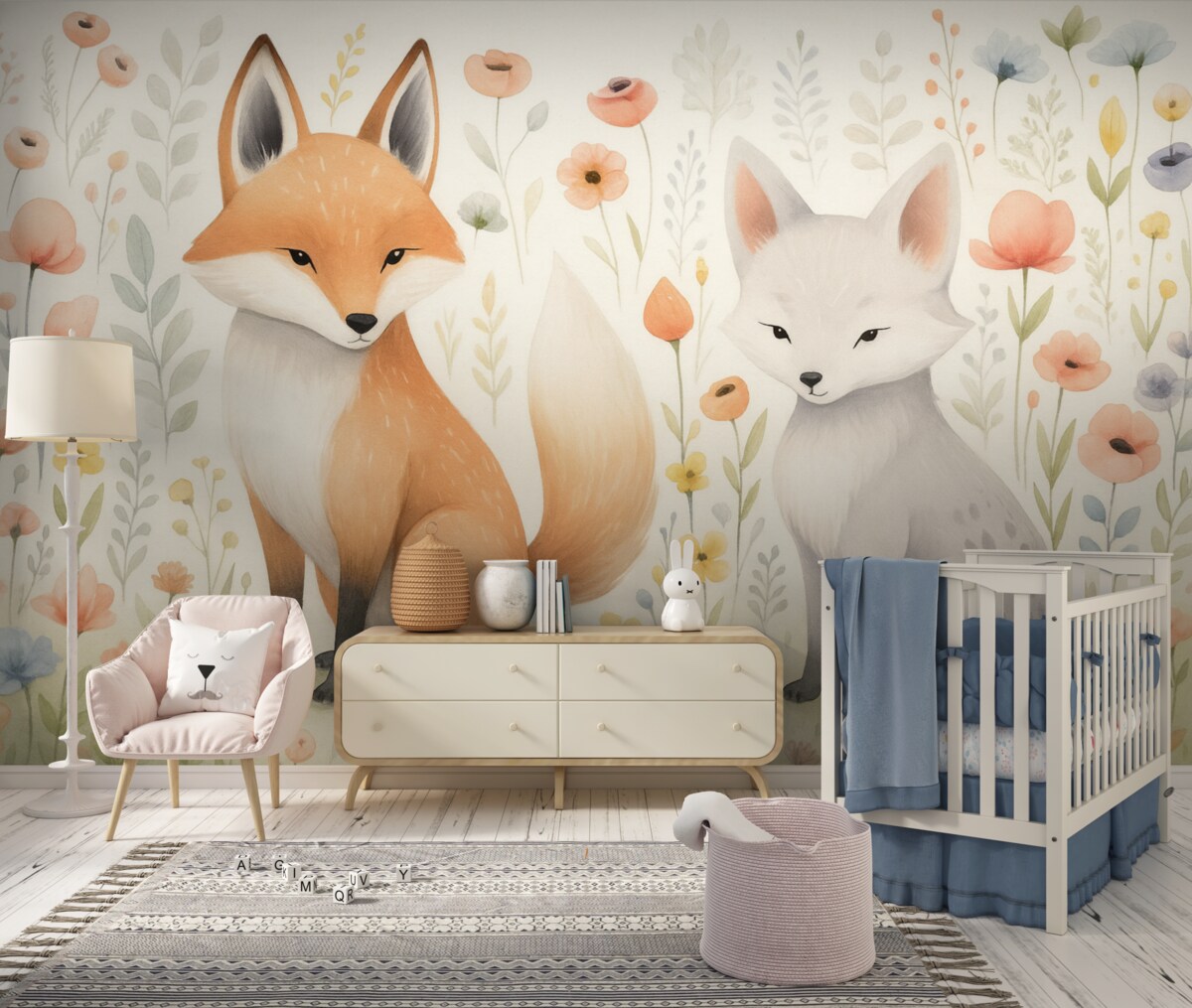 Fototapeta Zwierzęta w roślinności, naśladowanie akwareli.