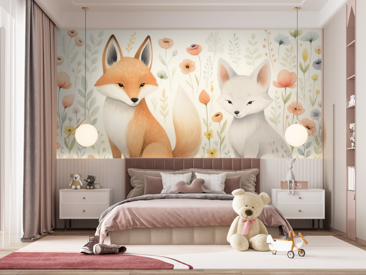 Fototapeta Zwierzęta w roślinności, naśladowanie akwareli.