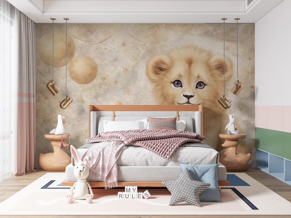 Fototapeta Lwiątko na tle akwareli.