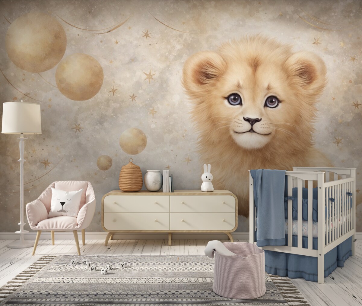 Fototapeta Lwiątko na tle akwareli.