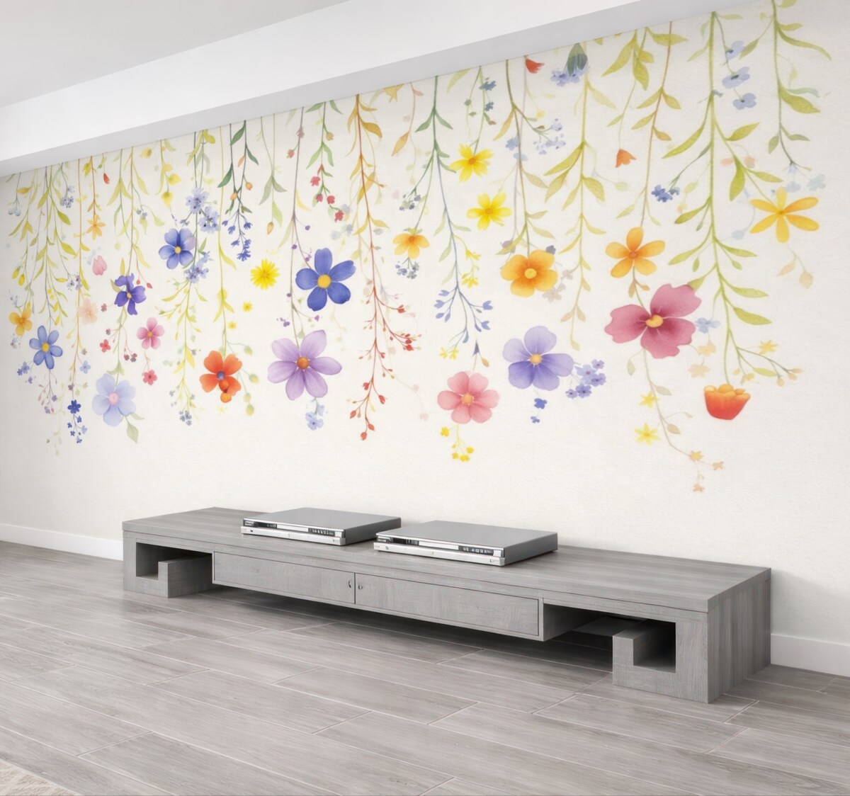 Fototapeta Kwiaty w technice akwarelowej, łatwe i barwne.