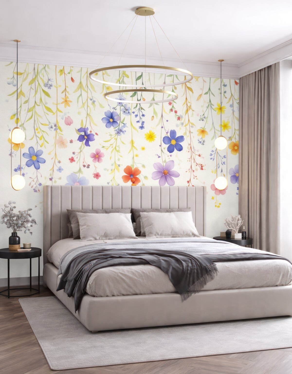 Fototapeta Kwiaty w technice akwarelowej, łatwe i barwne.