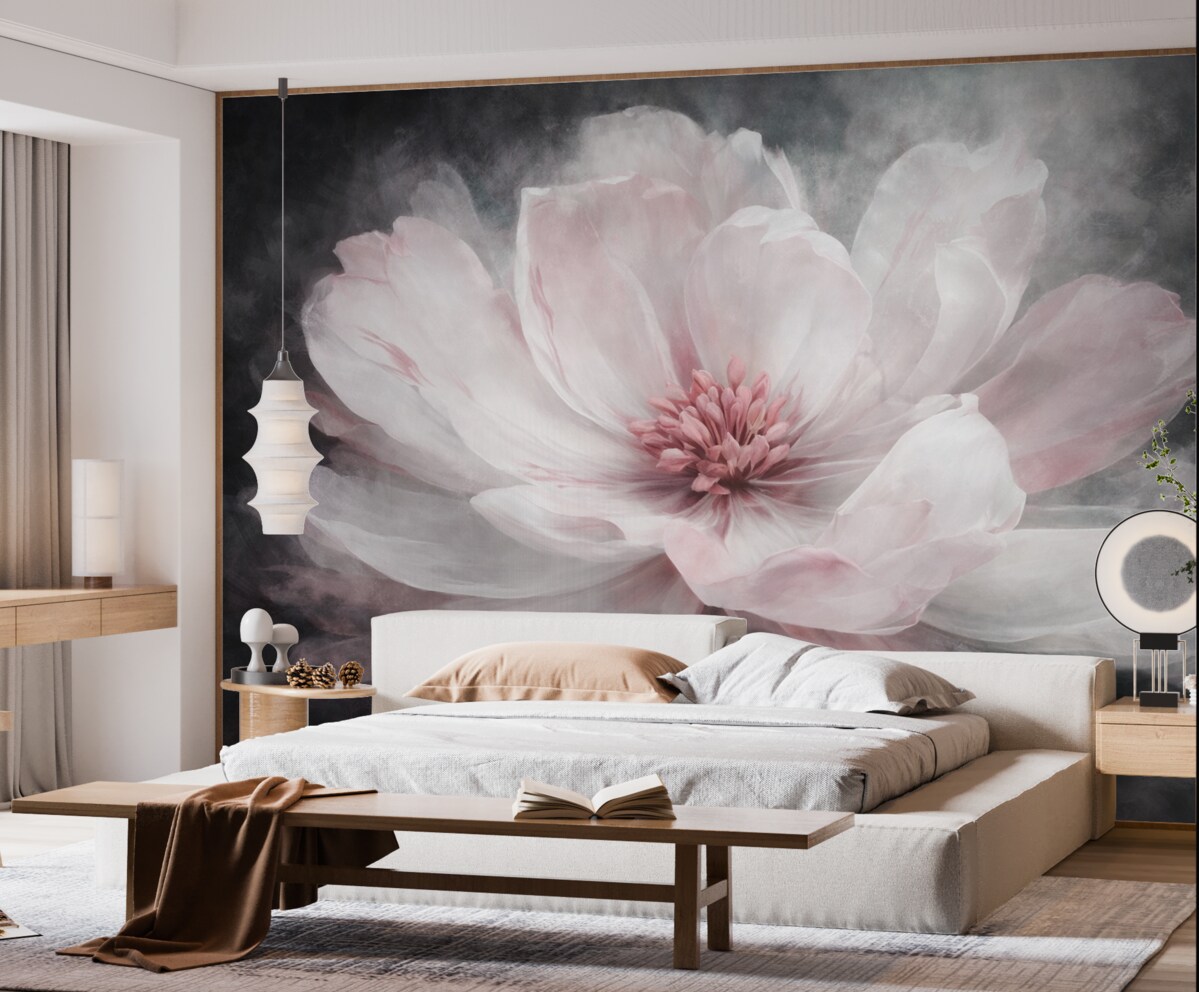 Fototapeta Obszerny jasny abstrakcyjny kwiat z różowym akcentem.