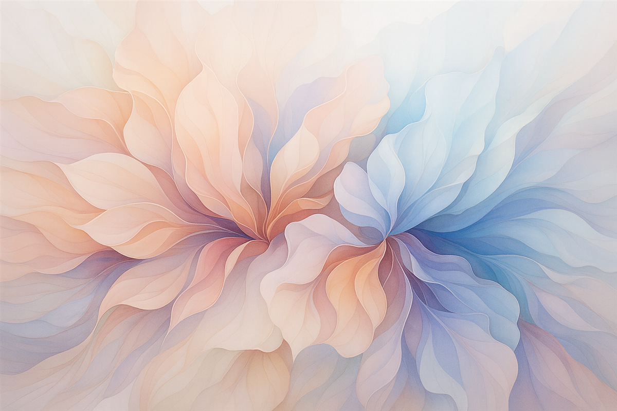 Fototapeta Abstrakcyjny florystyczny wzór w subtelnych tonacjach różu i błękitu.