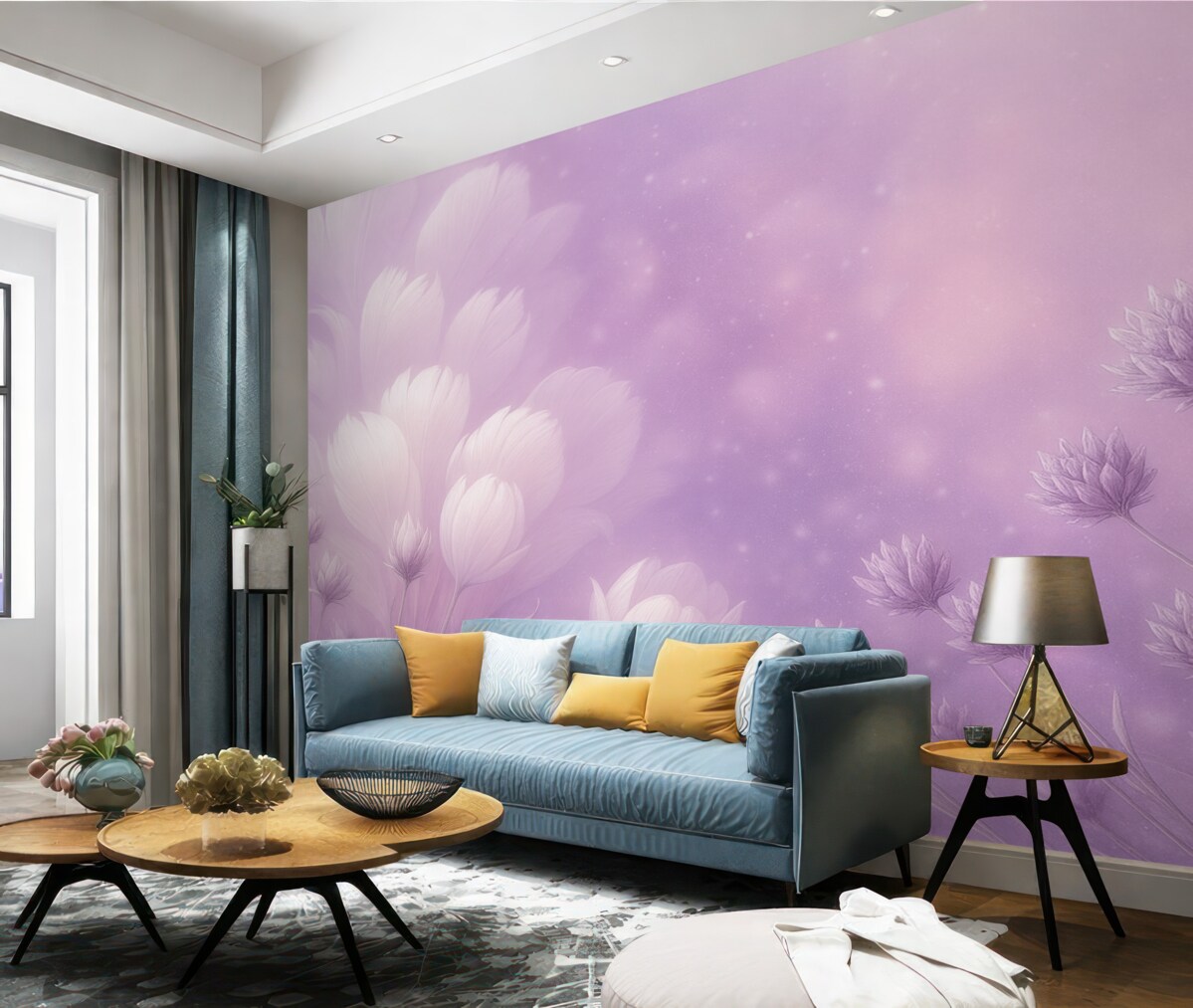 Fototapeta Różowa i purpurowa lawenda z piórami w tle.