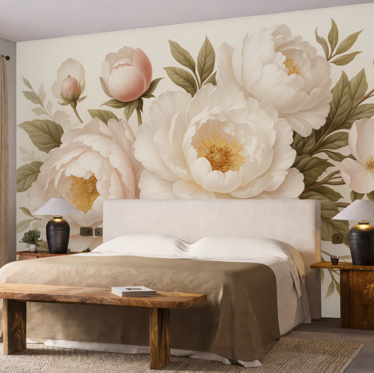 Fototapeta Jasnoróżowe pączki na różowym tle.