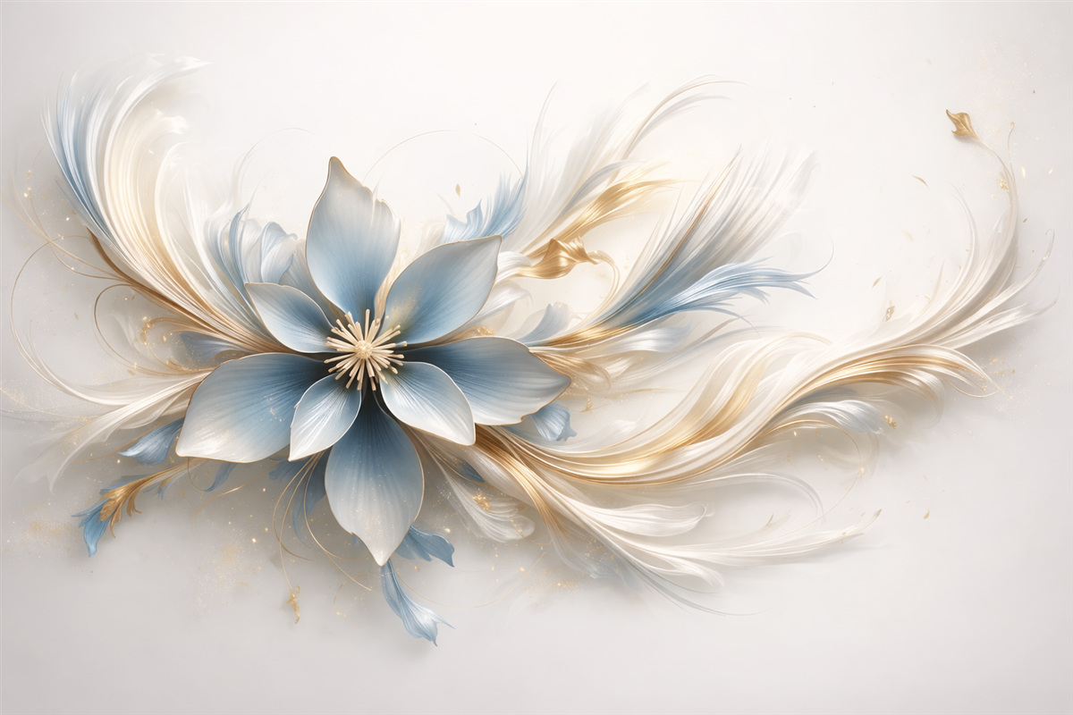 Fototapeta Wielki niebieski kwiat z abstrakcyjnymi wzorami.