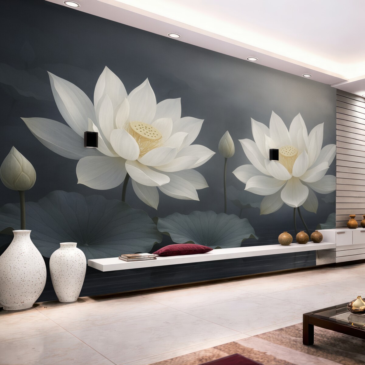 Fototapeta Dwa wielkie kwiaty lotosu.